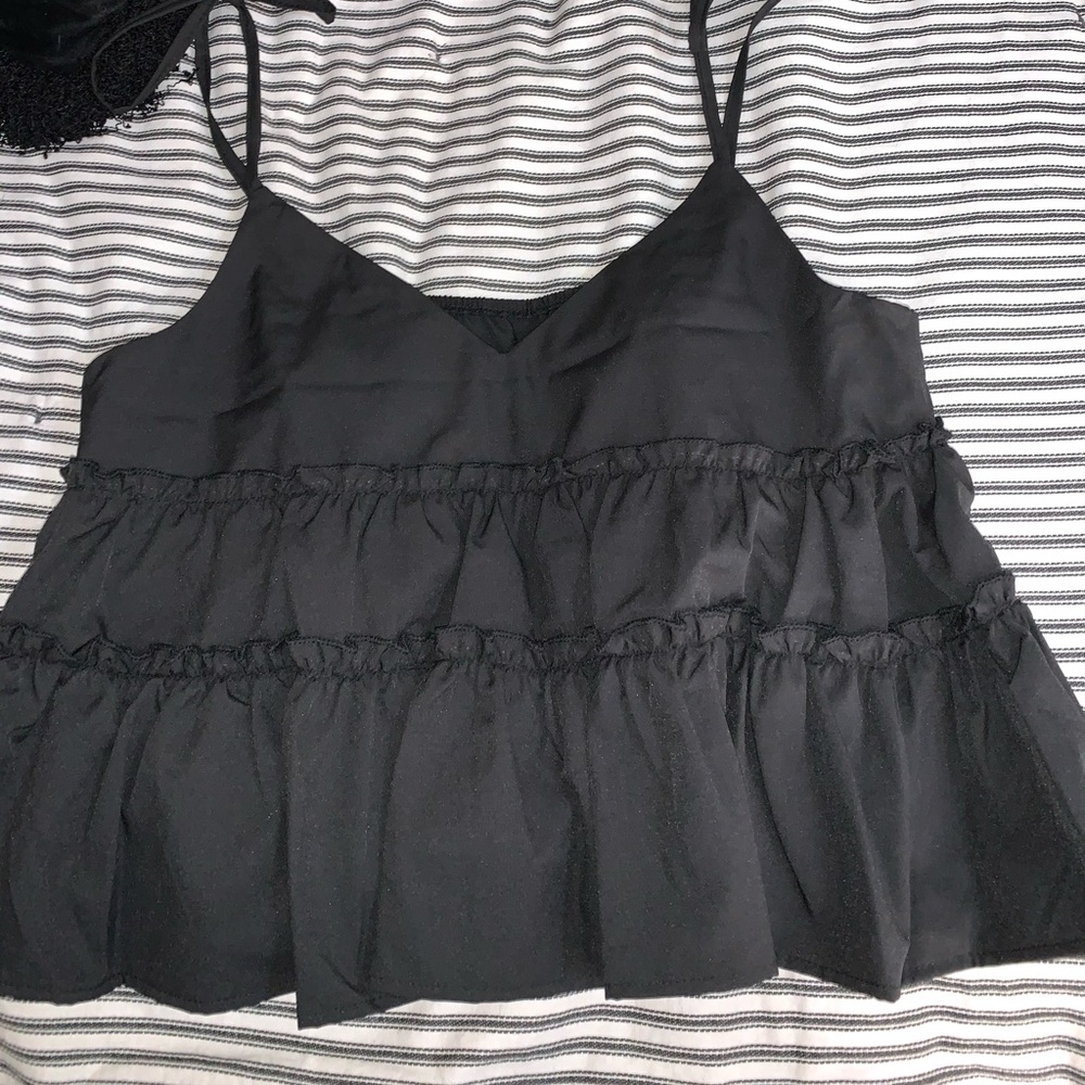 Black Ruffled top, size small